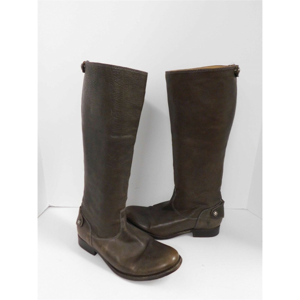 Frye Walnut Brown Leather Back Zip Riding Boots 8 B